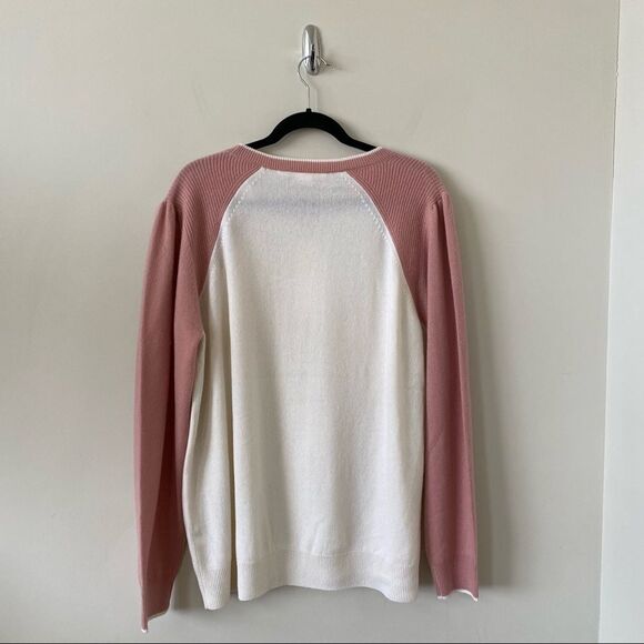 Veronica Beard Albertina Pink/Cream 100% Cashmere Sweater - Picture 4 of 14